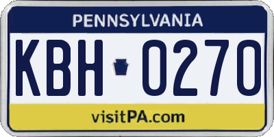PA license plate KBH0270