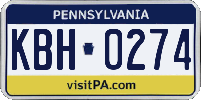 PA license plate KBH0274