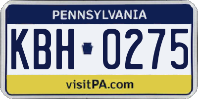 PA license plate KBH0275