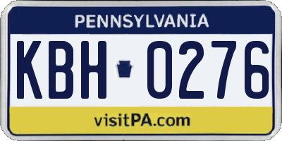 PA license plate KBH0276