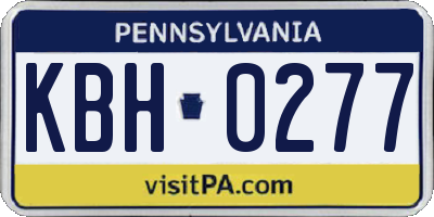 PA license plate KBH0277