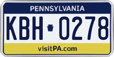 PA license plate KBH0278