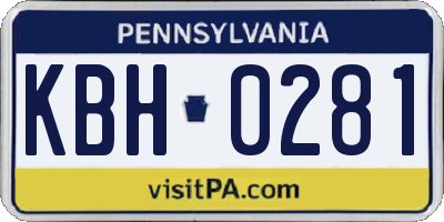 PA license plate KBH0281