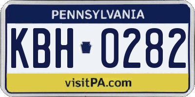 PA license plate KBH0282