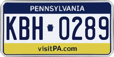 PA license plate KBH0289