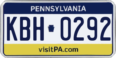 PA license plate KBH0292