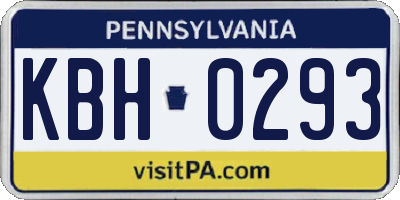 PA license plate KBH0293