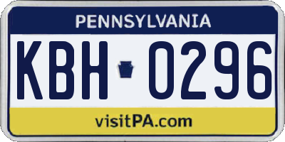 PA license plate KBH0296