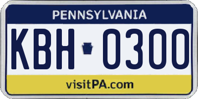 PA license plate KBH0300