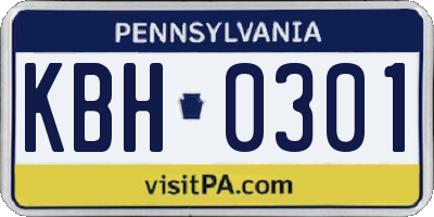 PA license plate KBH0301