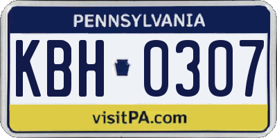 PA license plate KBH0307