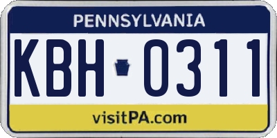 PA license plate KBH0311