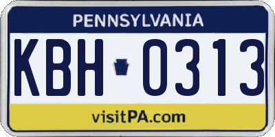 PA license plate KBH0313