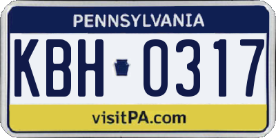 PA license plate KBH0317