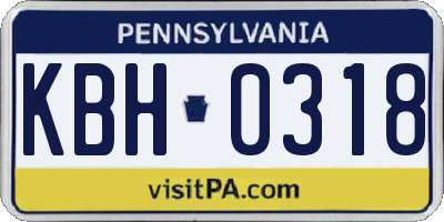 PA license plate KBH0318