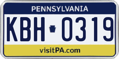 PA license plate KBH0319