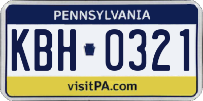 PA license plate KBH0321