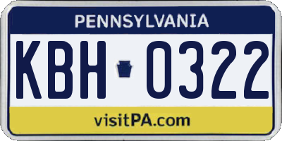 PA license plate KBH0322