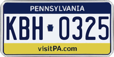 PA license plate KBH0325