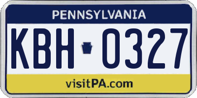 PA license plate KBH0327
