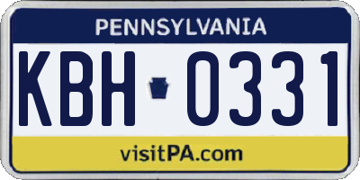 PA license plate KBH0331