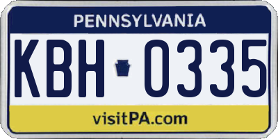 PA license plate KBH0335