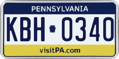 PA license plate KBH0340