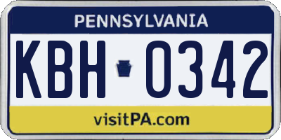 PA license plate KBH0342