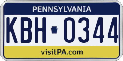 PA license plate KBH0344