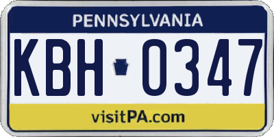 PA license plate KBH0347