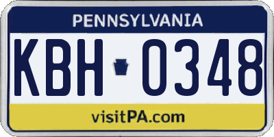 PA license plate KBH0348