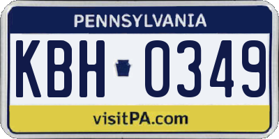 PA license plate KBH0349