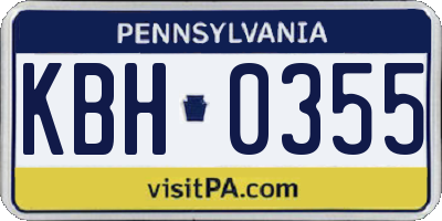 PA license plate KBH0355