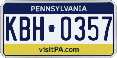 PA license plate KBH0357