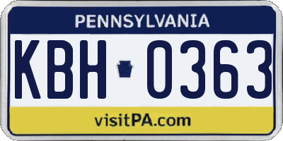 PA license plate KBH0363