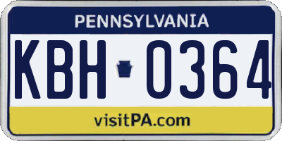 PA license plate KBH0364