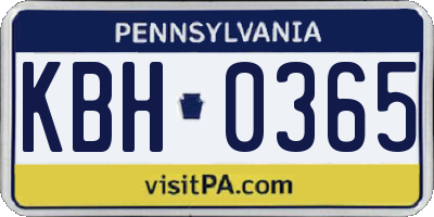 PA license plate KBH0365