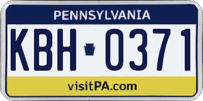 PA license plate KBH0371