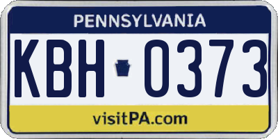PA license plate KBH0373