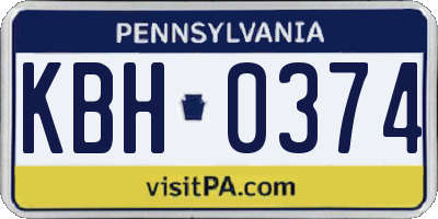 PA license plate KBH0374