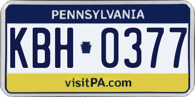 PA license plate KBH0377