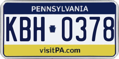 PA license plate KBH0378