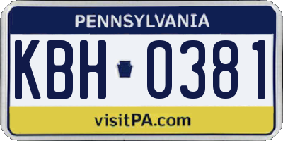 PA license plate KBH0381
