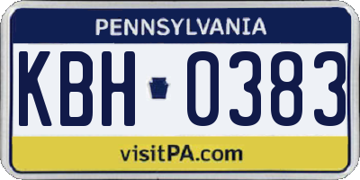 PA license plate KBH0383