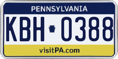 PA license plate KBH0388