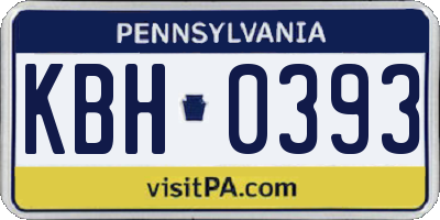 PA license plate KBH0393