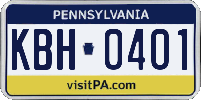 PA license plate KBH0401