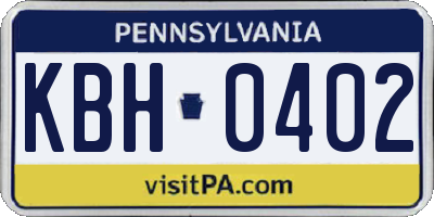 PA license plate KBH0402
