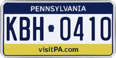 PA license plate KBH0410
