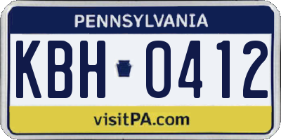 PA license plate KBH0412